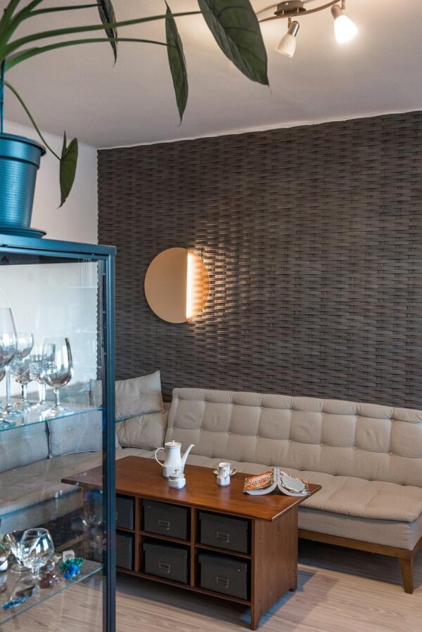 verblender betonstein imitation ratan black zur verkleidung einer wohnzimmer wand g