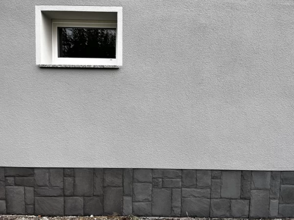 verblender slate cleft ohne fuge am haus sockel verlegt