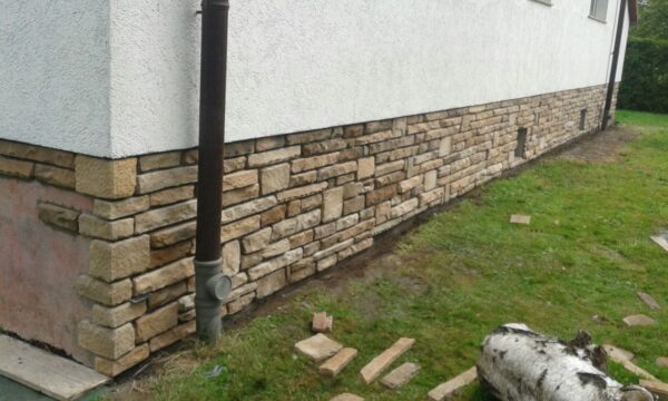 wandverblender split sandstone mix haus sockel verkleidung im bau