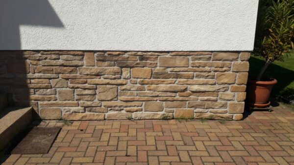 wandverkleidung split sandstone mix haus sockel mit wei├ƒer fuge