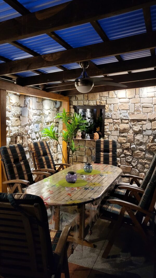 verblender mix country au├ƒen wand verkleidung terrasse nacht beleuchtet