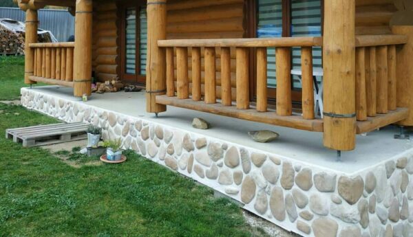 amazonia verblender riverrock flusstein nachbildung am terrassensockel