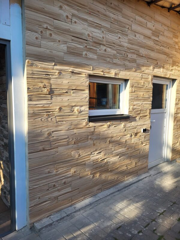 wandverblender betonstein holz 2 kiefer imitation im aussen bereich als fassaden verkleidung