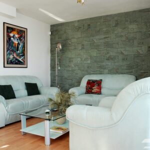 stein verblender stone mix green wohnzimmer wand verkleidung