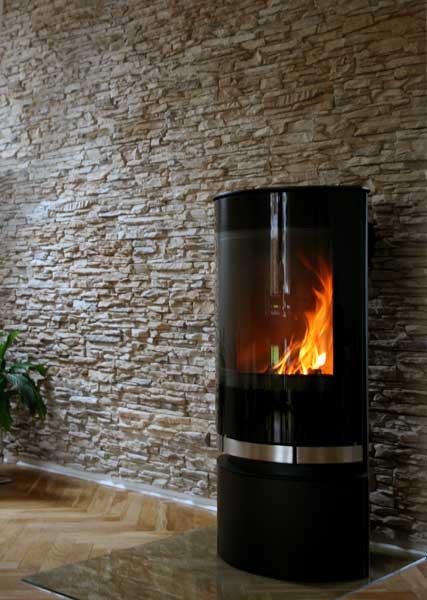 cordiliera champagne wohnwand mit kaminofen