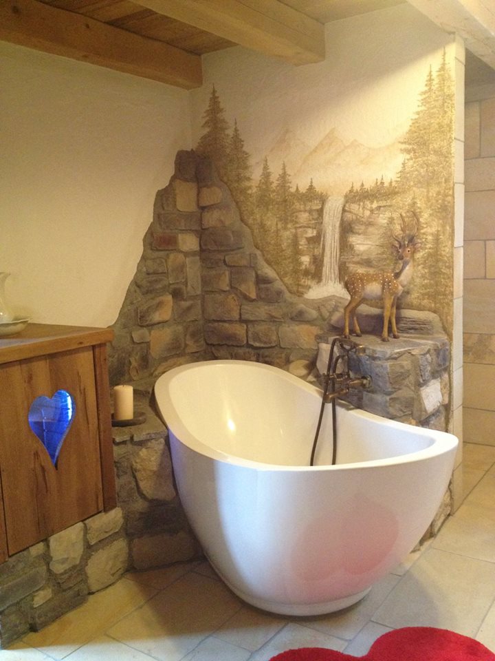 wandstein mix grigio innen badzimmer wand verkleidung verfugt